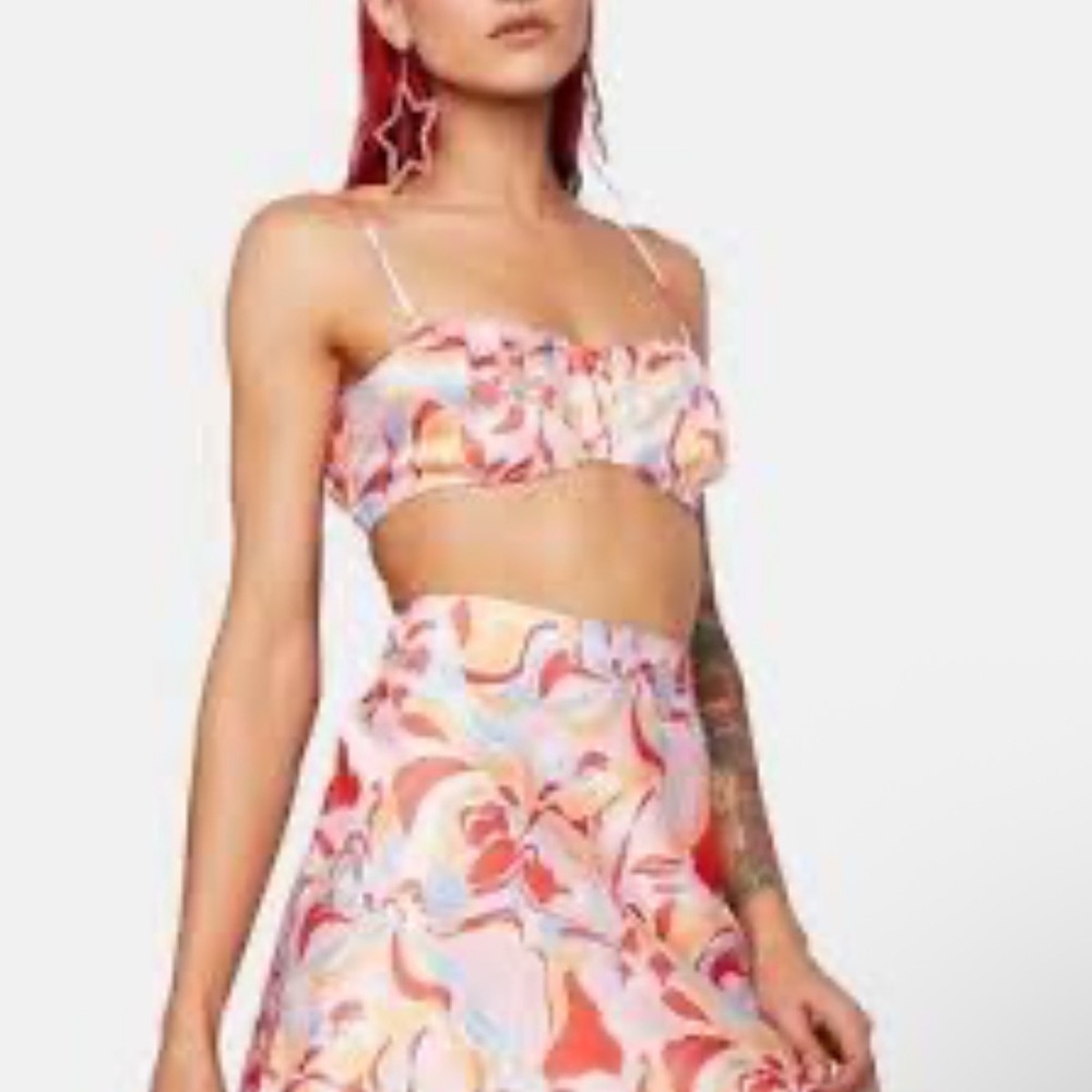 Cotton Candy Multicolor Abstract A-Line Floral Skirt